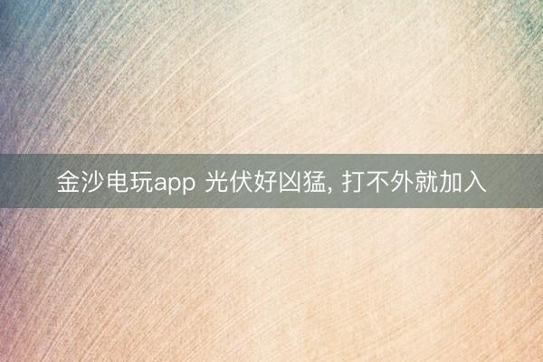 金沙电玩app 光伏好凶猛, 打不外就加入